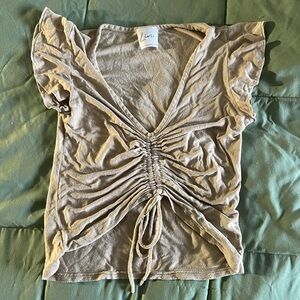 Tan/ Taupe sinched crop top